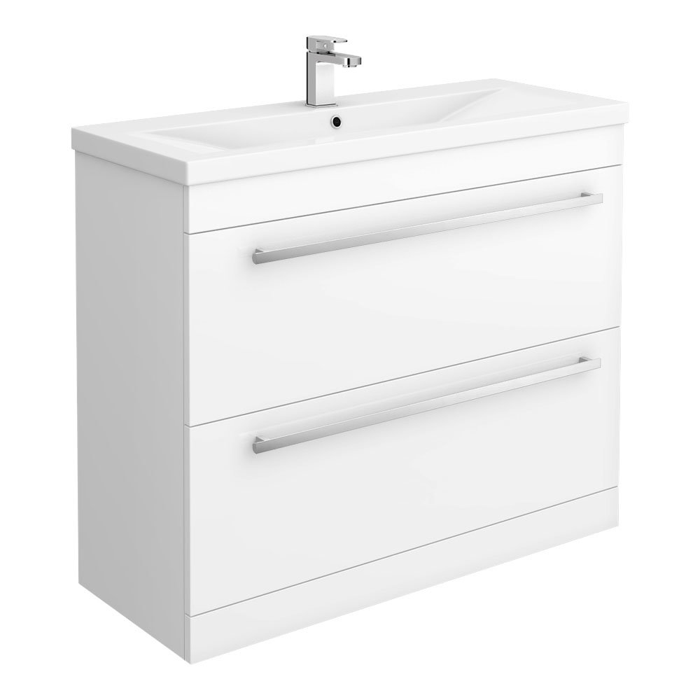 Nova 1000mm Mid Edge Basin High Gloss White Vanity Unit Victorian Plumbing Uk