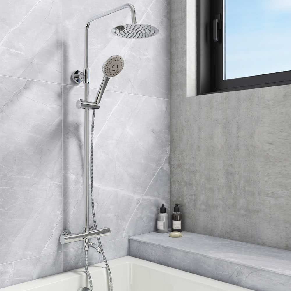 Nova Round Thermostatic Shower Kit with Bath Filler Victorian Plumbing UK