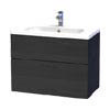 Miller - New York 80 Wall Hung Two Drawer Vanity Unit with Ceramic Basin - Black profile small image view 1 
