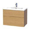 Miller - New York 80 Wall Hung Two Drawer Vanity Unit with Ceramic Basin - Oak profile small image view 1 