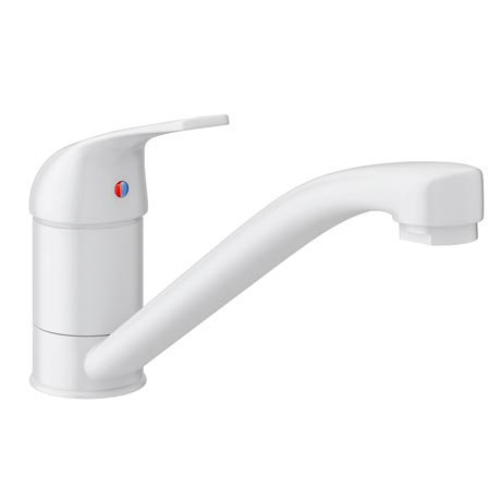 Neptune White Single Lever Kitchen Sink Mixer Tap with Swivel Spout