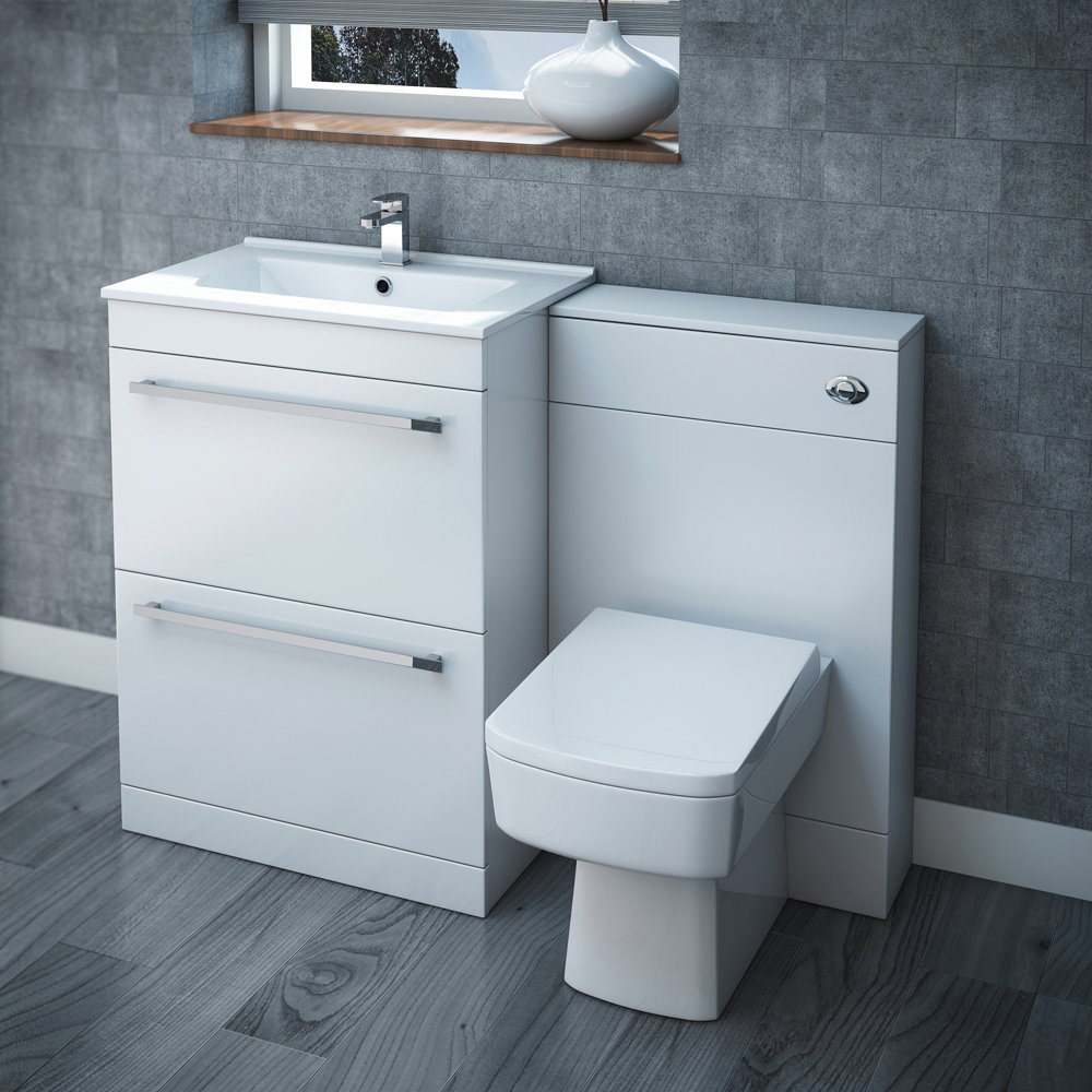 Nova High Gloss White BTW WC Unit Inc. Cistern + Square Pan W500 x