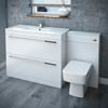 Nova High Gloss White Vanity Bathroom Suite - W1500 x D400/200mm profile small image view 1 