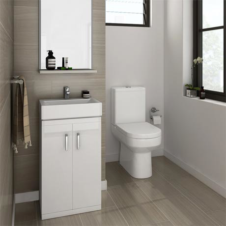 Nova Cloakroom Suite - Floor Standing Basin Unit & Close Coupled Toilet ...