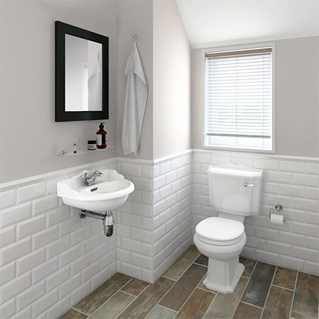 Oxford Cloakroom Suite with Basin Mixer, Waste + Chrome Bottle Trap