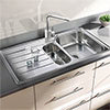 Rangemaster Oakland 1.5 Bowl Stainless Steel Kitchen Sink profile small image view 1 