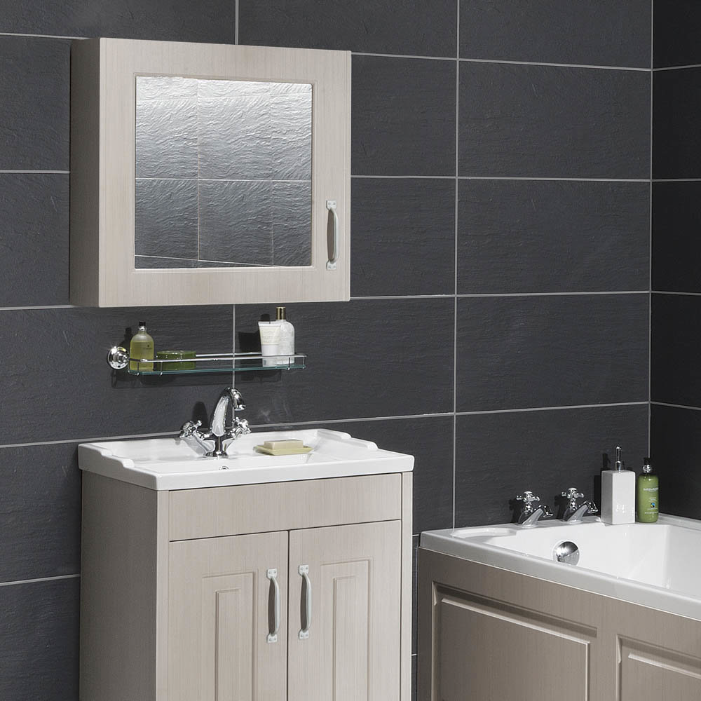 York Traditional Grey 600mm 1 Door Mirror Victorian Plumbing