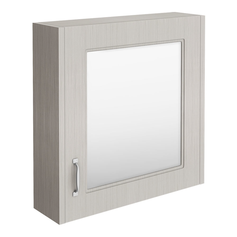 York Grey Bathroom Cabinet with Mirror - 600mm