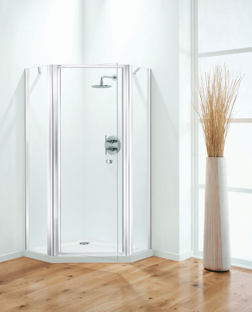 Coram Optima 900mm Pentagon Shower Enclosure White Online Now