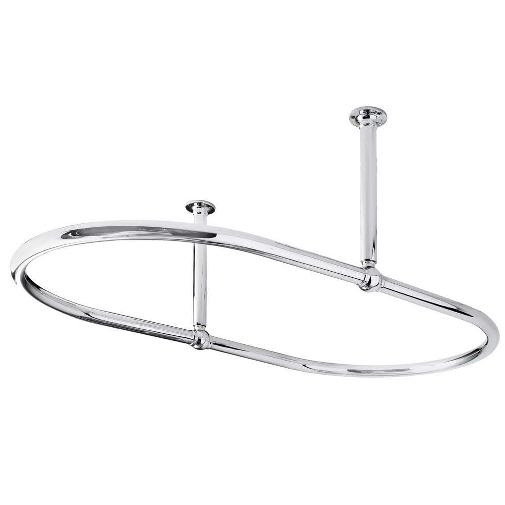 Oval Chrome Plated Shower Curtain Rail with Ceiling Stays 