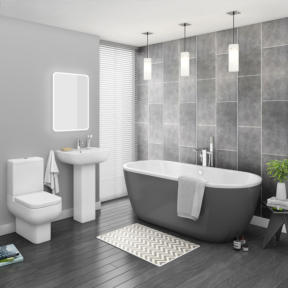 Pro 600 Grey Modern Free Standing Bath Suite Victorian Plumbing UK