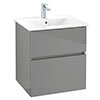 Villeroy and Boch V-Line Glossy Grey 600mm Wall Hung 2-Drawer Vanity Unit profile small image view 1 