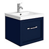 Period Bathroom Co. Wall Hung Vanity - Matt Blue - 500mm 1 Drawer with Chrome Handle Small Image