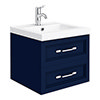 Period Bathroom Co. Wall Hung Vanity - Matt Blue - 500mm 2 Drawer with Chrome Handles profile small image view 1 