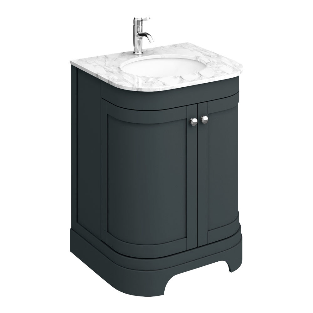 Curved Vanity Unit With White Marble Basin
