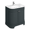Period Bathroom Co. 820mm Curved Vanity Unit with White Marble Basin Top - Dark Grey profile small image view 1 