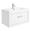 Period Bathroom Co. Wall Hung Vanity - Matt White - 800mm 1 Drawer with Chrome Handle profile small image view 1 