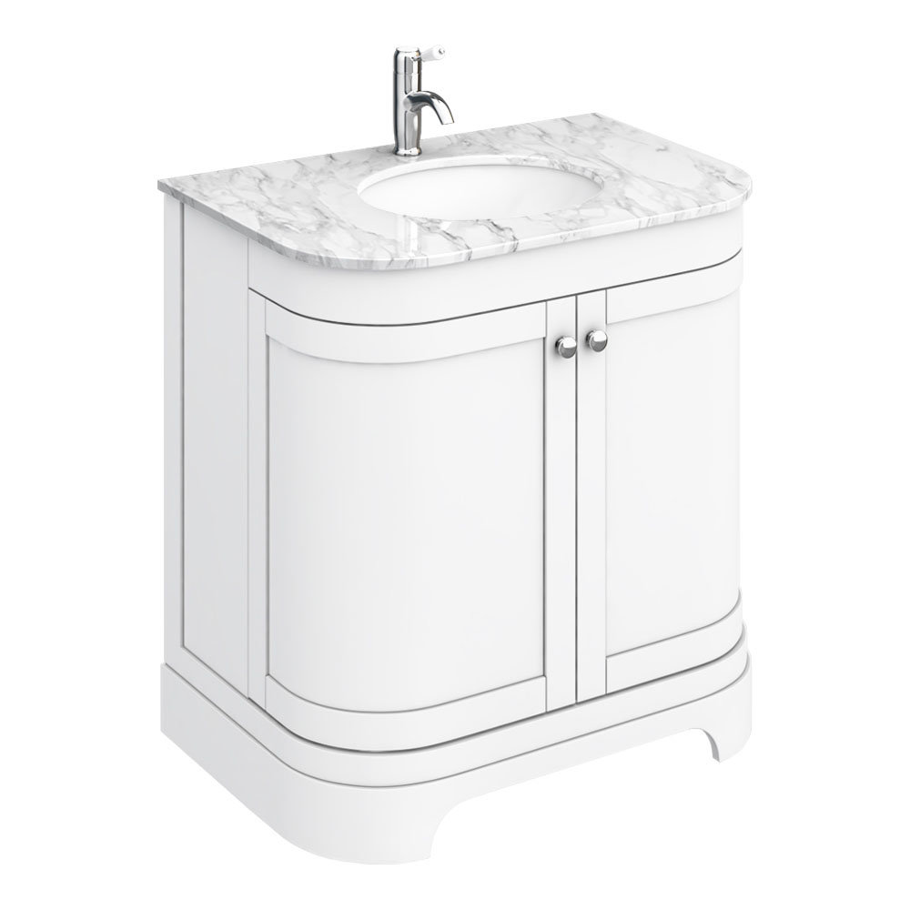 White Curved Vanity Unit with Basin 800mm