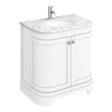 Period Bathroom Co 800mm Curved Vanity Unit With White Marble Basin Top Victorian Plumbing Uk - Curved Bathroom Sink Unit