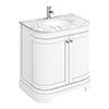 Period Bathroom Co. 820mm Curved Vanity Unit with White Marble Basin Top - White profile small image view 1 
