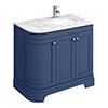 Period Bathroom Co. 920mm RH Offset Vanity Unit with White Marble Basin Top - Cobalt Blue profile small image view 1 