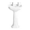 Heritage - Granley Cloakroom Basin & Pedestal - 1 or 2 Tap Hole Options profile small image view 1 