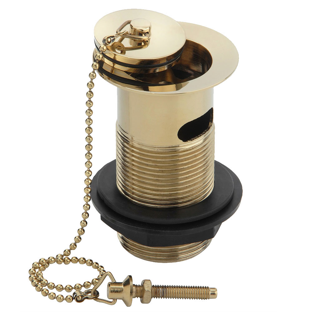 Traditional Gold Plated Slotted Basin Waste with Plug + Ball Chain ...