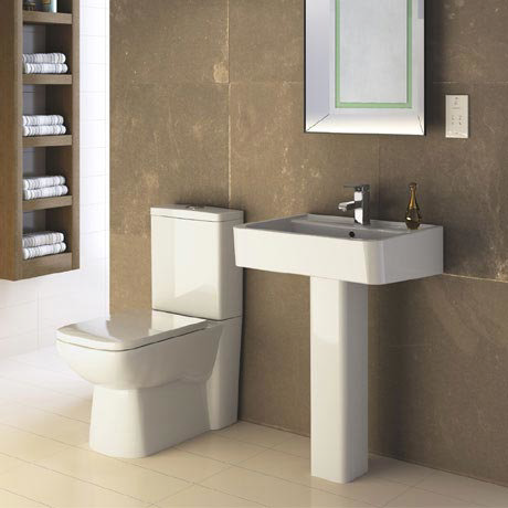 Premier - Ambrose 4 Piece Bathroom Suite - CC Toilet & 1TH Basin w Pedestal - 2 x Basin Size Options