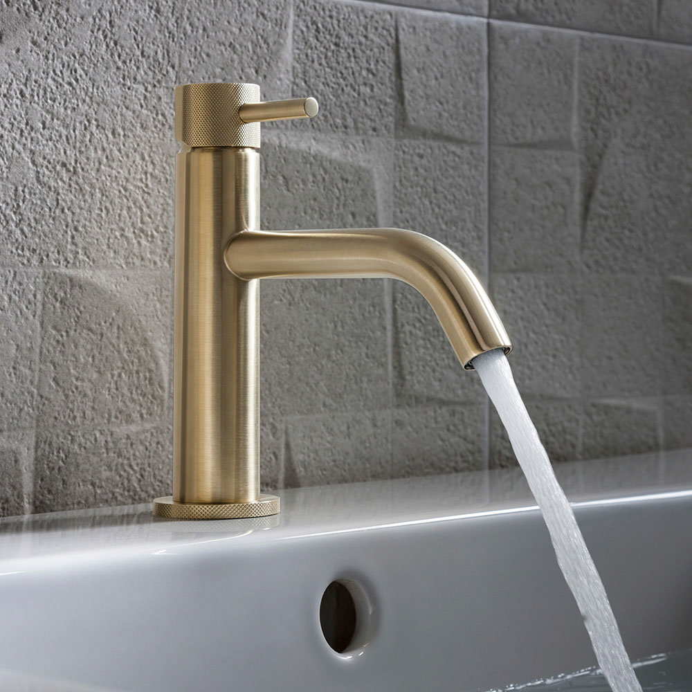 Crosswater MPRO Monobloc Basin Mixer with Knurled Detailing Brushed