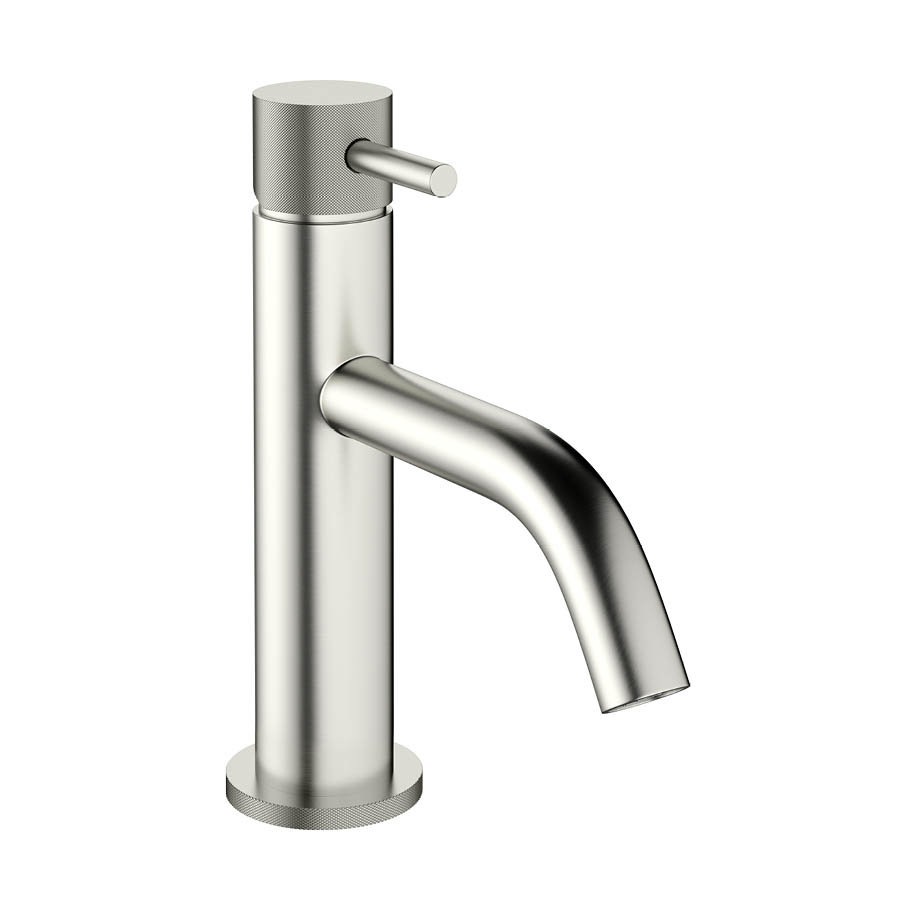 Crosswater MPRO Monobloc Basin Mixer with Knurled Detailing - Brushed Stainless Steel Effect - PRO110DNV_K