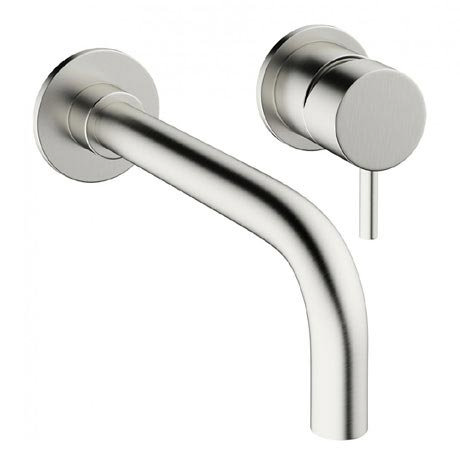 Crosswater - Mike Pro Wall Mounted 2 Hole Set Basin Mixer - Brushed Stainless Steel - PRO120WNV