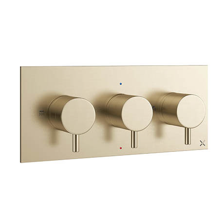 Crosswater MPRO Triple Concealed Thermostatic Shower Valve - Brushed Brass - PRO2001RF+