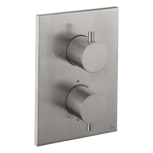 Crosswater - Stainless Steel Effect MPRO Crossbox 2 Outlet (Fixed Head/Handset Icons) Trim &amp; Levers Finishing Kit