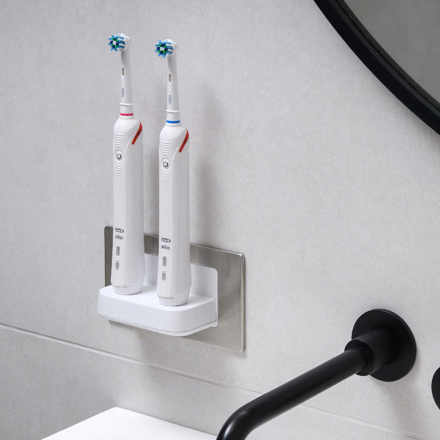 Proofvision Oral-B In Wall Electric Toothbrush Twin Charger - Brushed Steel