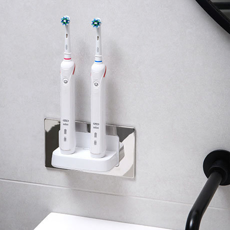 Proofvision Oral-B In Wall Electric Toothbrush Twin Charger - Polished Steel