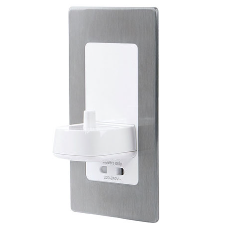 Proofvision Oral-B In Wall Electric Toothbrush Charger with Shaver Socket - Brushed Steel