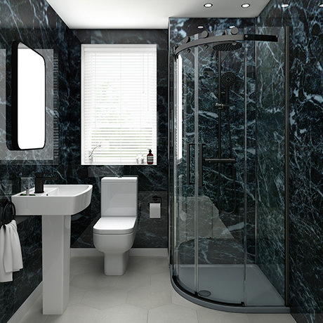 Orion Black Marble 2400x1000x10mm PVC Shower Wall Panel
