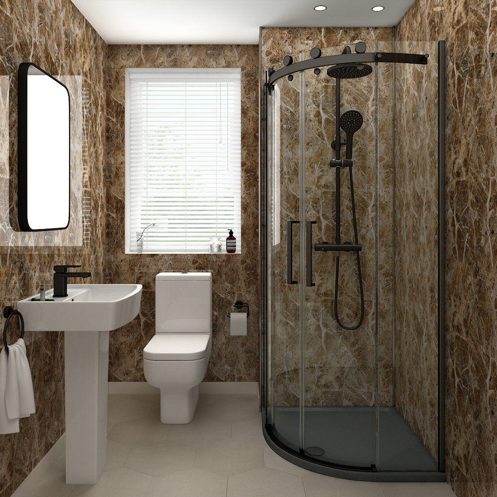 Orion Mocha Onyx 2400x1000x10mm PVC Shower Wall Panel Victorian
