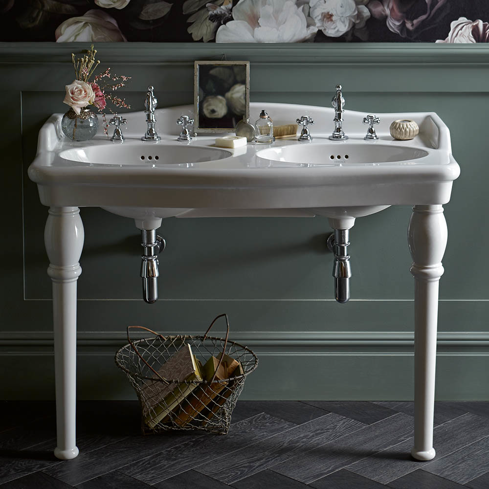 Heritage New Victoria 3TH Double Console Basin & Console Legs Online
