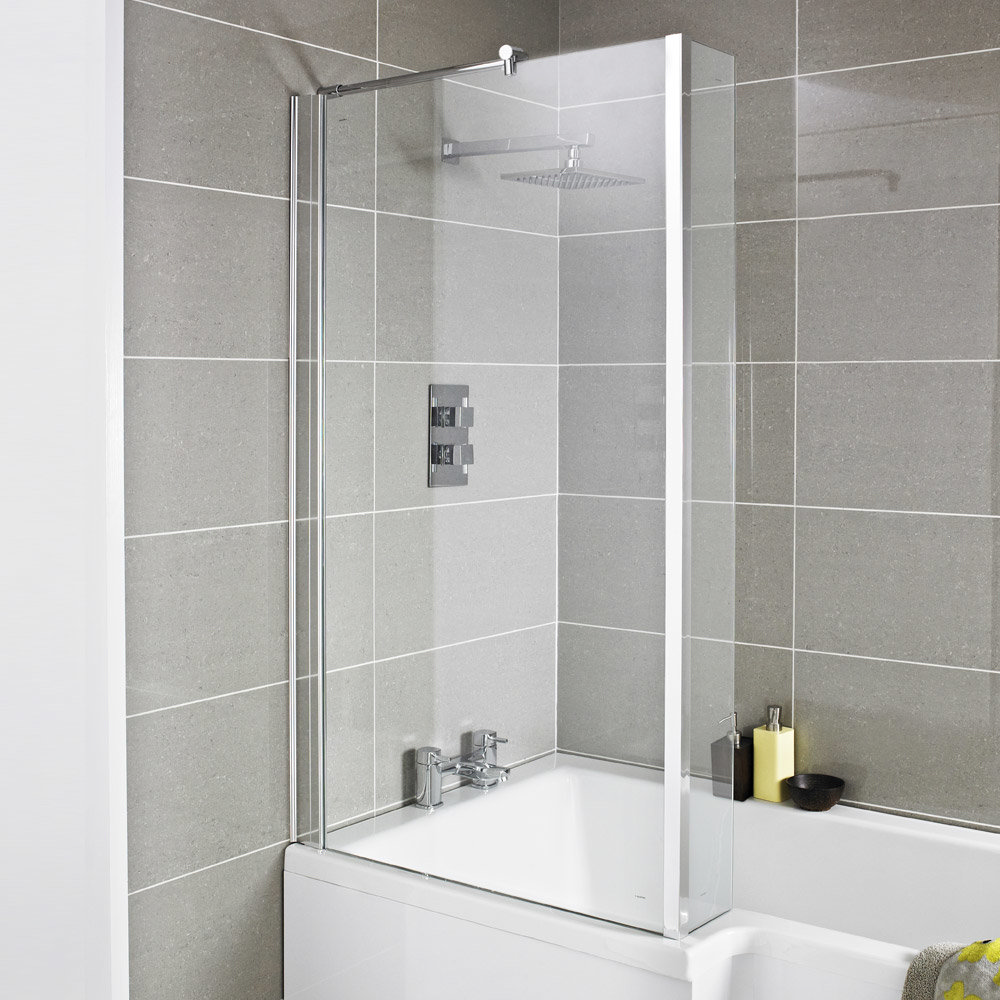 Premier LShaped Shower Bath With Acrylic Front Panel & Screen