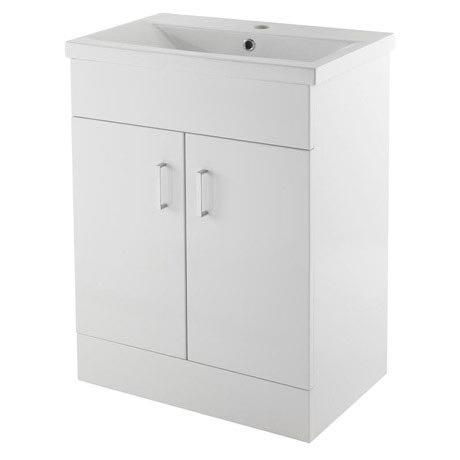 Modena Gloss White Floor Standing Mid Edge Basin & Cabinet - 600 x ...