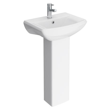 Premier Asselby Cloakroom Basin 1TH with Pedestal (500 x 375mm)