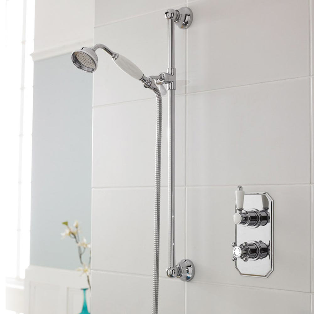 Edwardian Twin Concealed Thermostatic Shower Valve w/ Slider Rail Kit