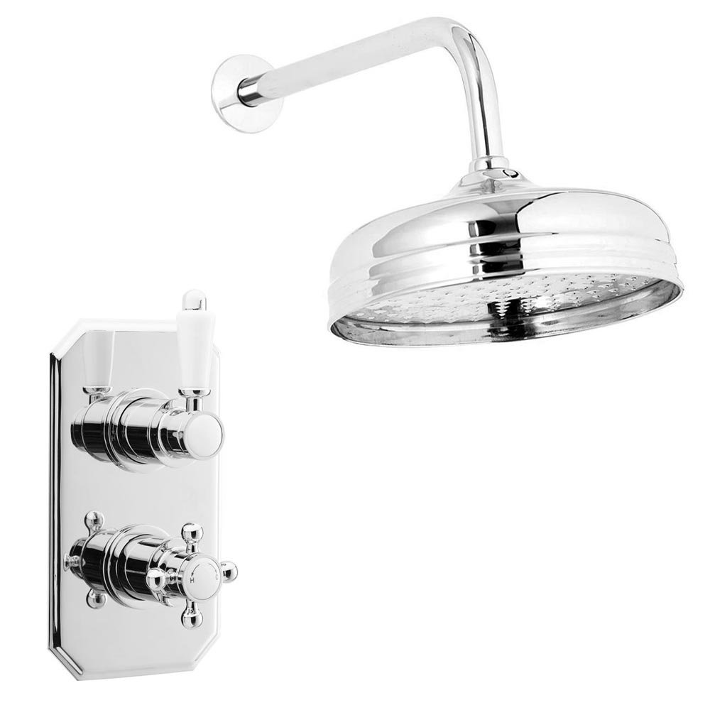 Nuie Edwardian Twin Concealed Thermostatic Shower Valve with 8" Apron