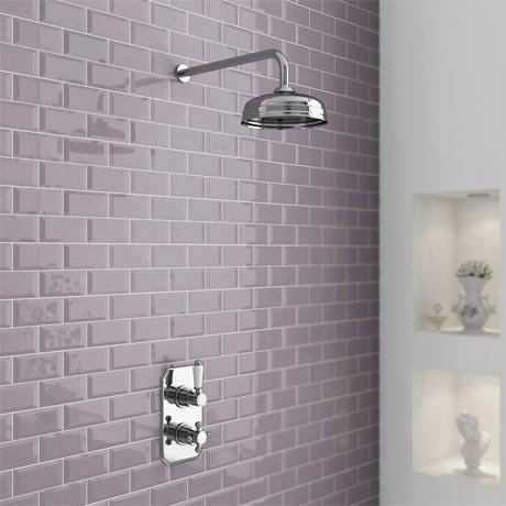 Premier Edwardian Twin Concealed Thermostatic Shower Valve with 8" Apron Fixed Head