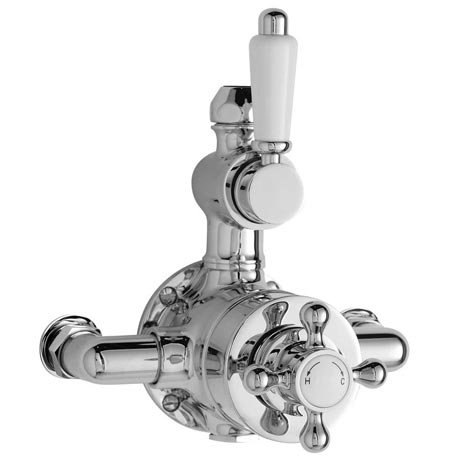 Nuie Traditional Twin Exposed Thermostatic Shower Valve - Chrome