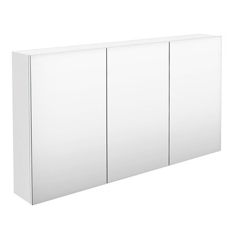 Hudson Reed 1350mm White Gloss 3 Door Mirror Cabinet - QUA009