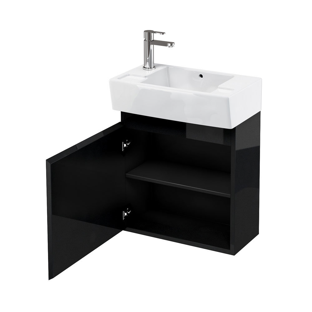 Aqua Deep Wall Hung Cloakroom Unit And Basin Black Online