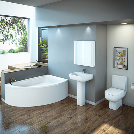RAK Series 600 Bathroom Suite with Orlando Corner Bath - Right Hand Option