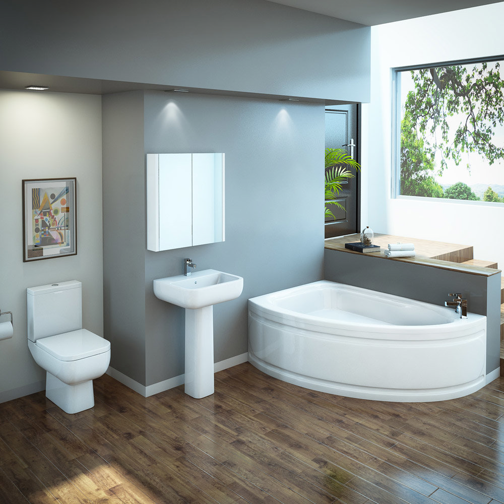 RAK Series 600 Bathroom Suite with Orlando Corner Bath Left Hand